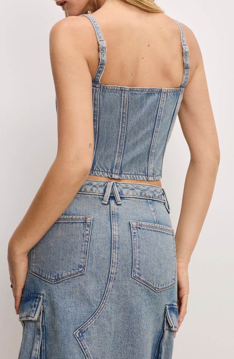 Good American Denim Bustier Crop Top, Alternate, color, Indigo762