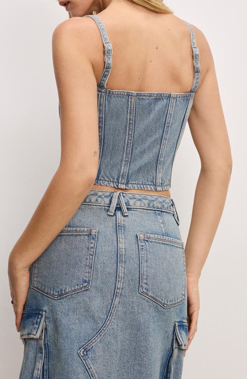 GOOD AMERICAN GOOD AMERICAN DENIM BUSTIER CROP TOP