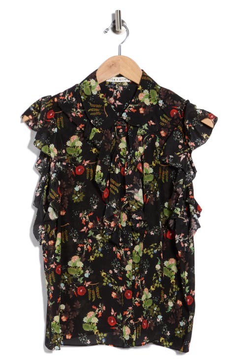 Floral Print Ruffle Blouse