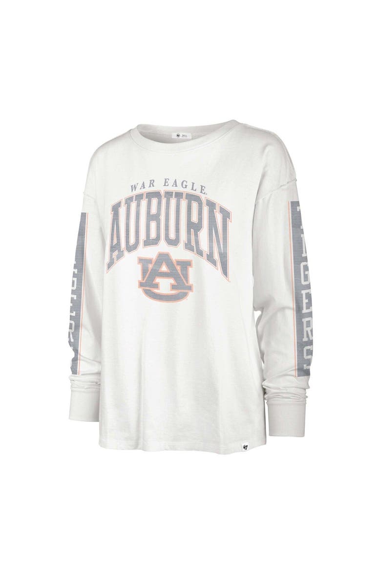 Women's '47 Cream Auburn Tigers Statement SOA 3-Hit Long Sleeve T-Shirt, Alternate, color, White