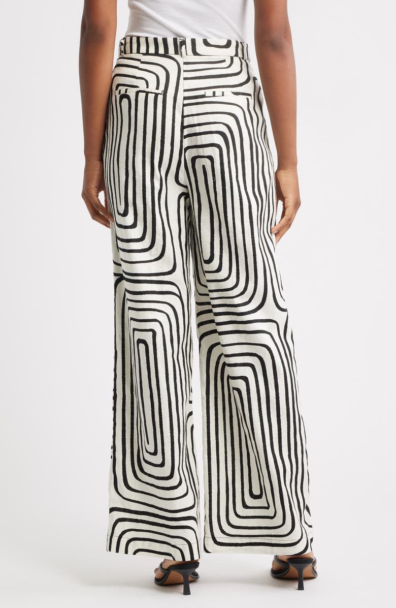 Doty Print Linen & Cotton Straight Leg Pants