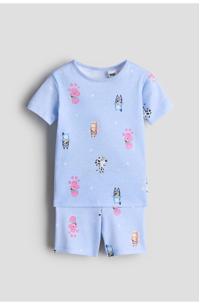 H&M Snug Fit Printed Jersey Pyjamas, Main, color, Light Blue/Bluey
