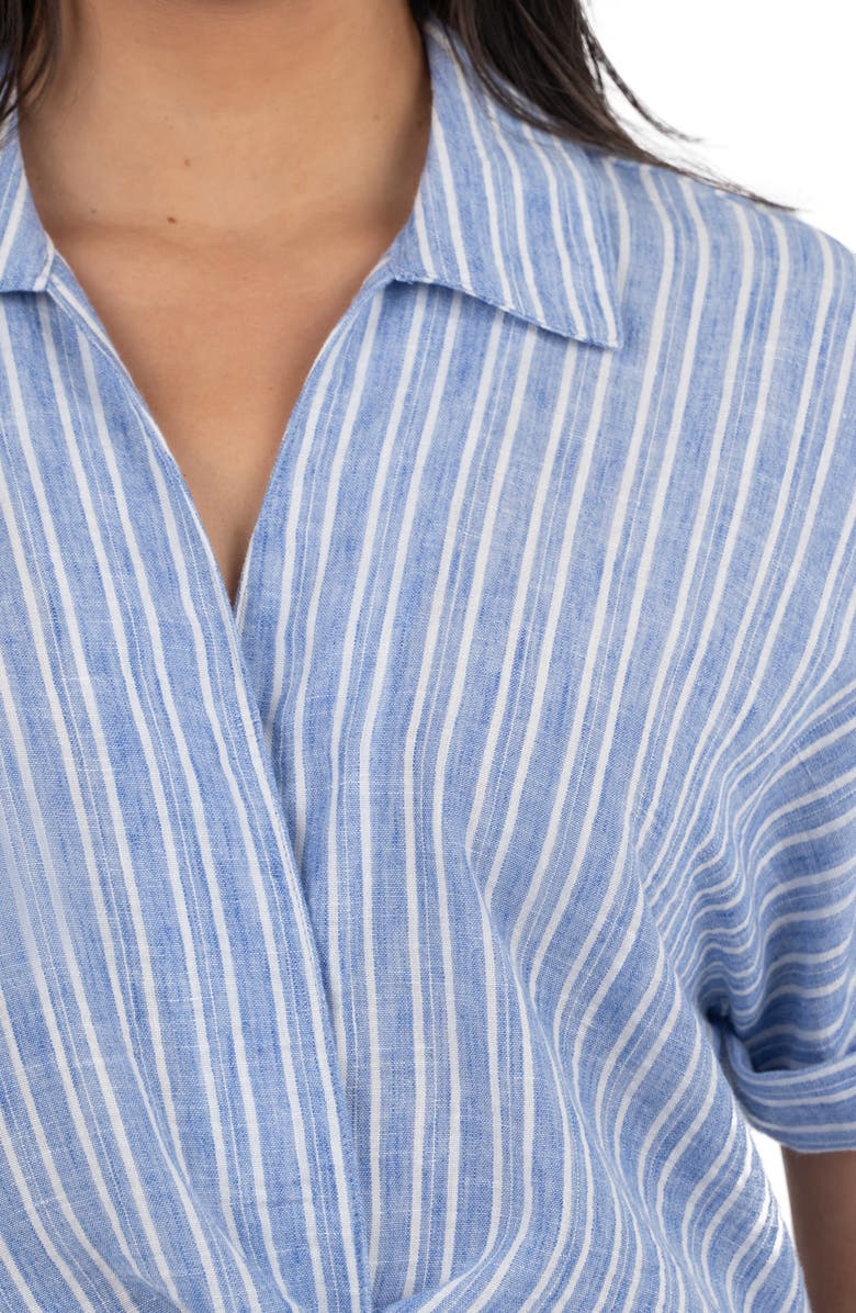 KUT from the Kloth Rebel Stripe Short Sleeve Knotted Crop Shirt, Alternate, color, 