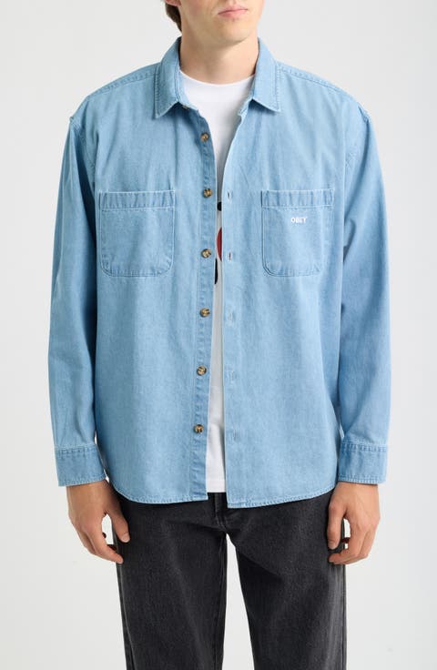 Charlie Cotton Denim Button-Up Top