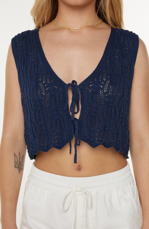 Roxy Beach Bound Cotton Crop Sweater Vest In Blue