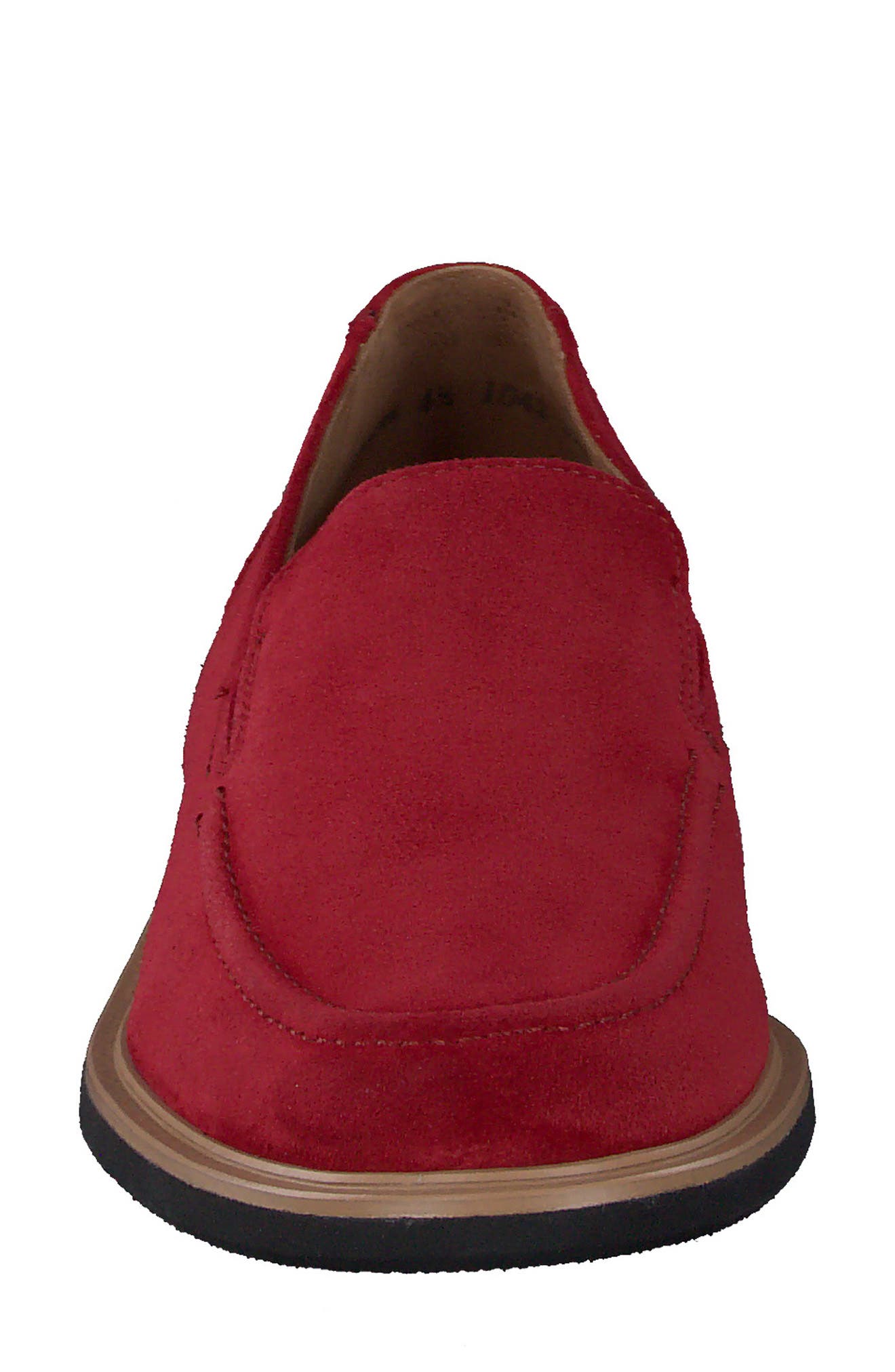 Shelby Moc Toe Slip-On Flat, Alternate, color, RED SOFT SUEDE