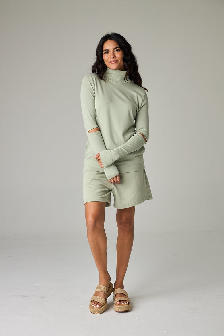 Acadia Eco-Luxe Rib Split-Sleeve Long Sleeve Top - Ultra-Luxe Flow, Alternate, color, Fern