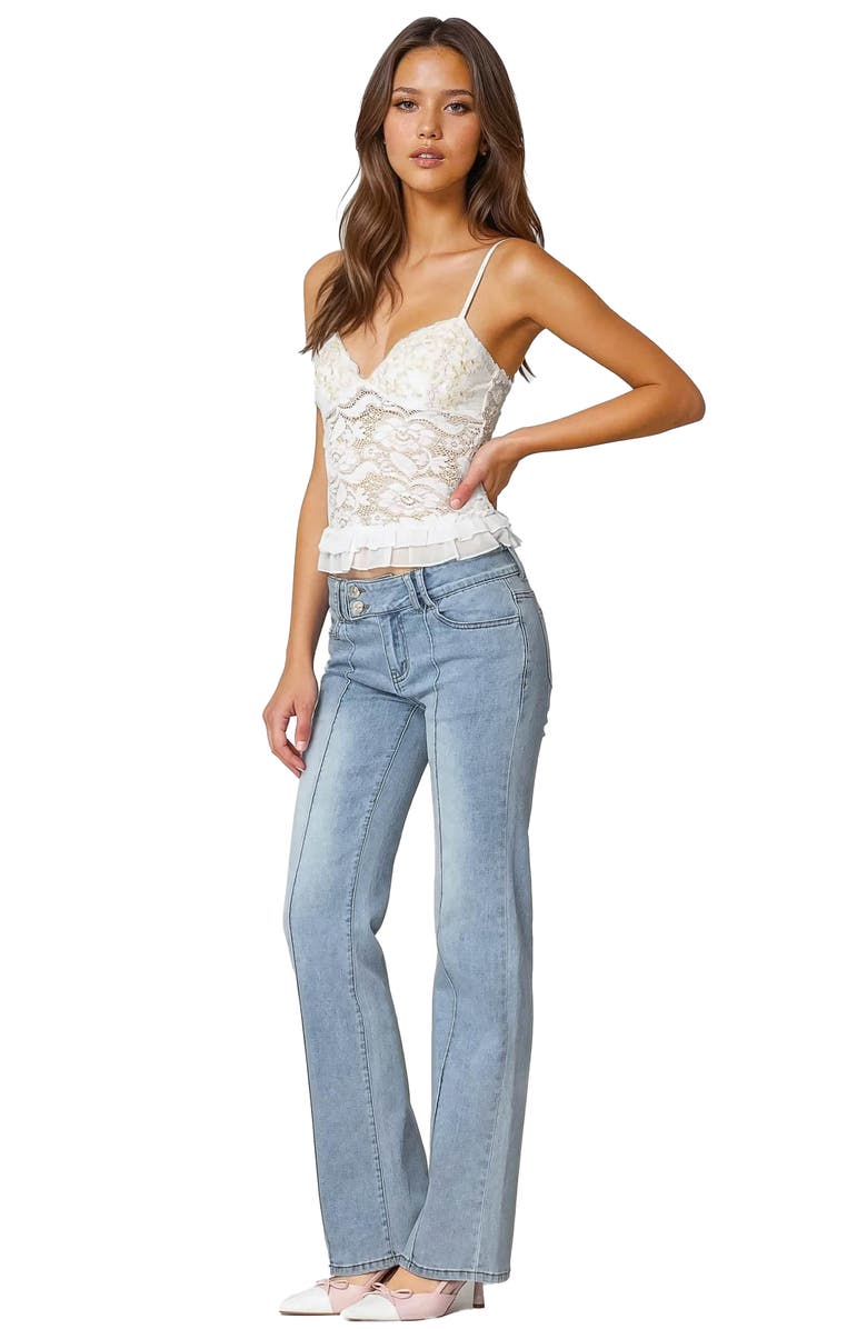 EDIKTED Torin Lacy Ruffle Camisole, Alternate, color, White