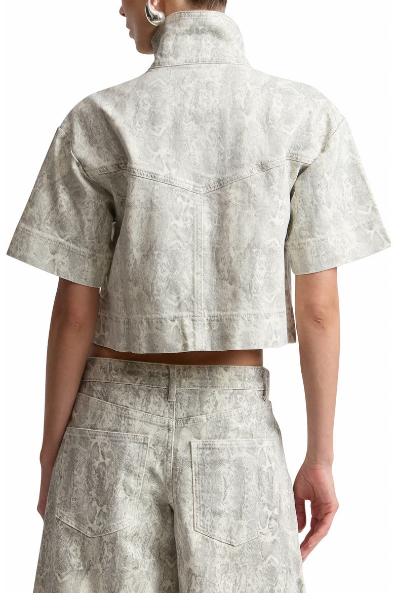 Python Print Short Sleeved Jacket, Alternate, color, ECRU PYTHON