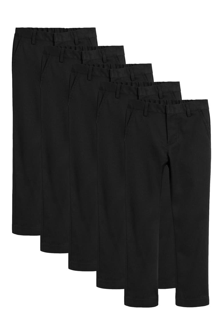 Kids' 5-Pack Straight Leg Uniform Pants, Main, color, BLACK
