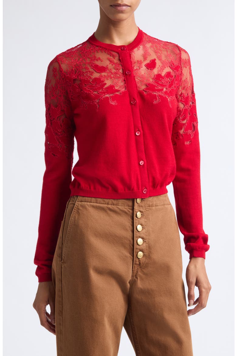 Talia Lace Cardigan, Alternate, color, CERISE