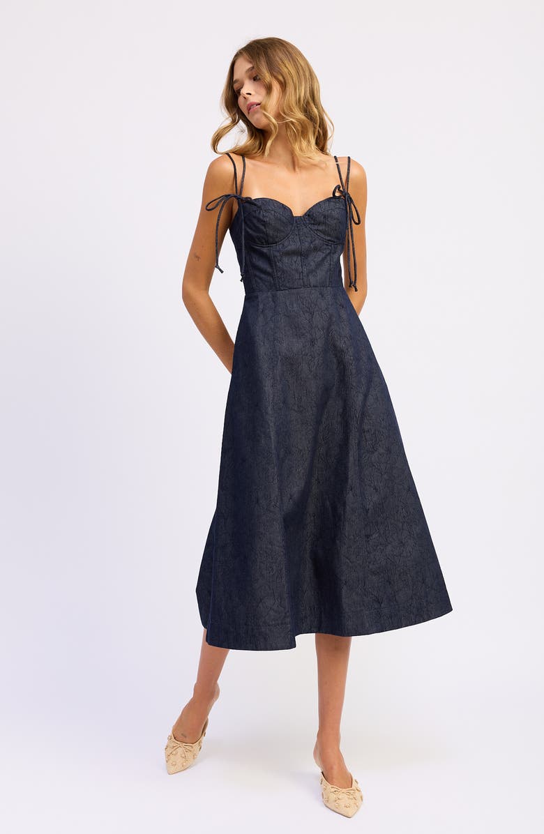 En Saison Darby Sweetheart Neck Midi Dress, Alternate, color, Indigo