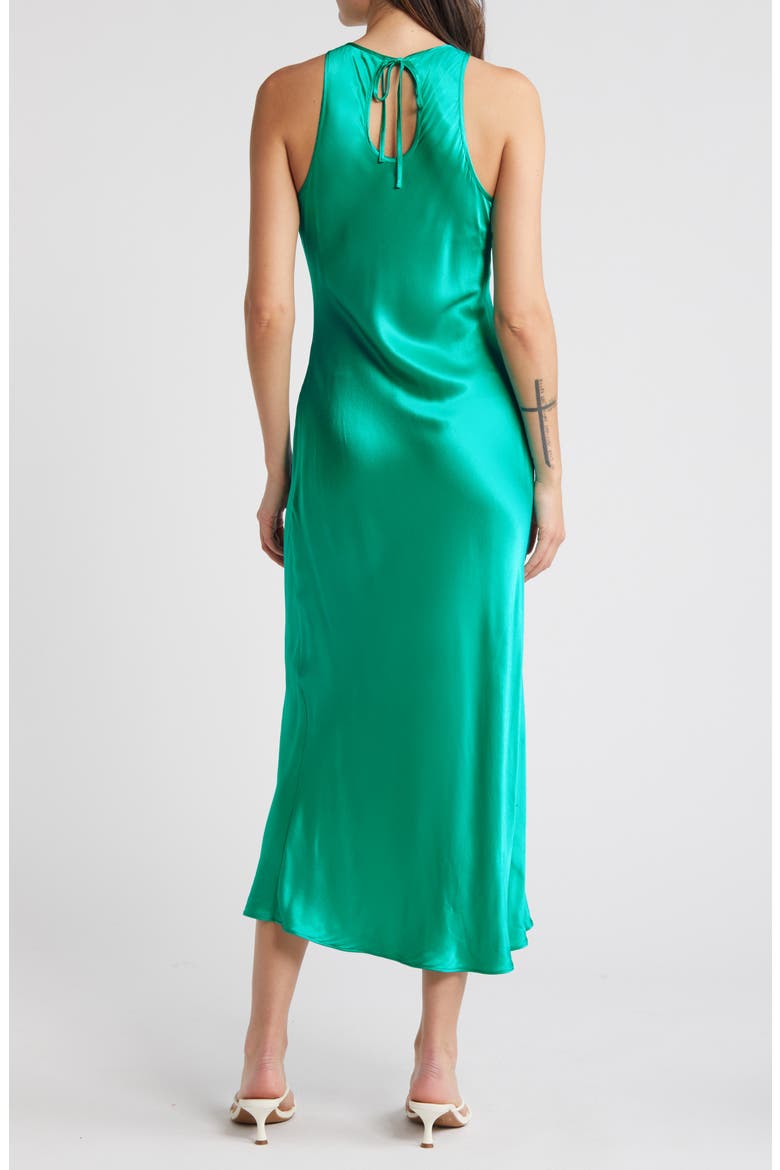 Solene Sleeveless Satin Midi Dress, Alternate, color, JADE