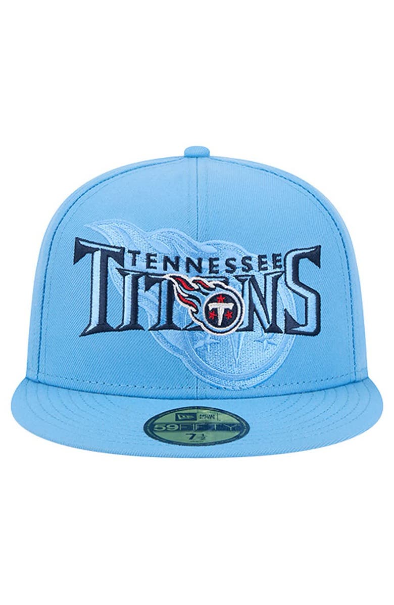 New Era Men's New Era  Light Blue Tennessee Titans Overlap Wordmark 59FIFTY Fitted Hat, Alternate, color, Light Blue