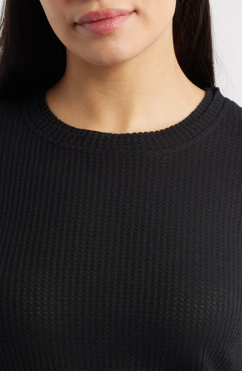 NIKKI LUND Fleur Embroidered Thermal Knit Top, Alternate, color, Black