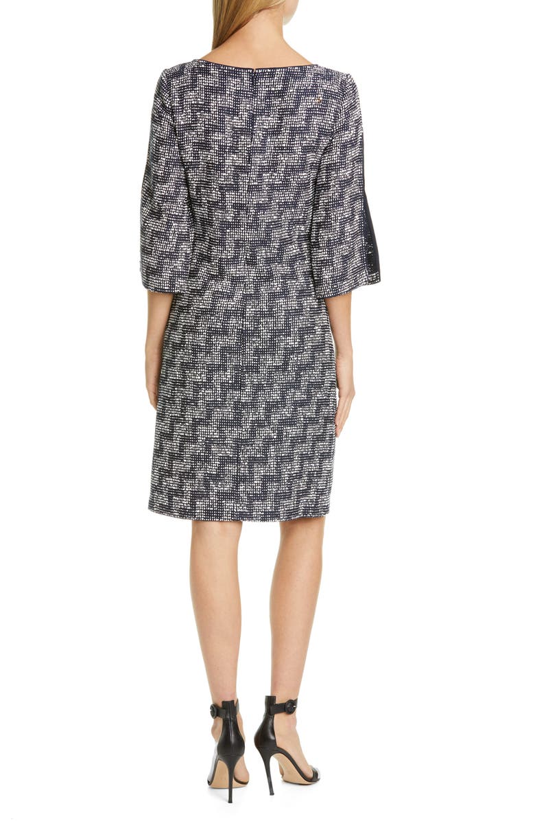 St. John Collection Stepped Wicker Inlay Knit Dress, Alternate, color, 