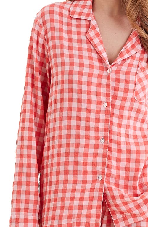 Shop Papinelle Seersucker Gingham Pajamas In Nautical Red/rosewater