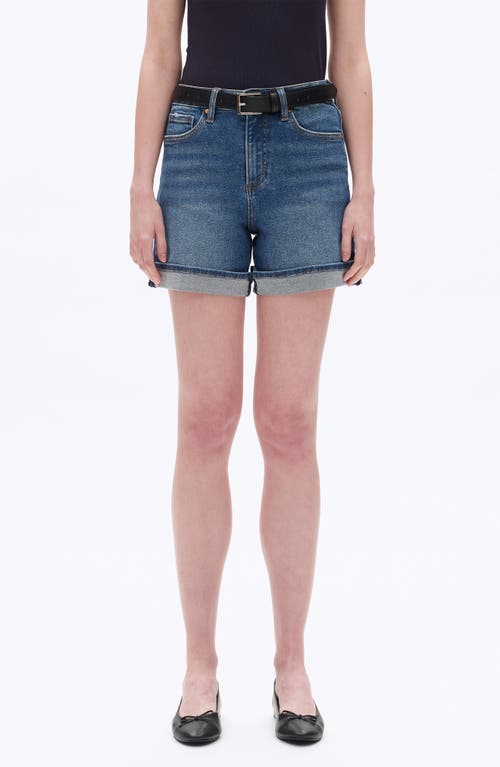 Bayeas High Waist Cuffed Denim Shorts In Blue