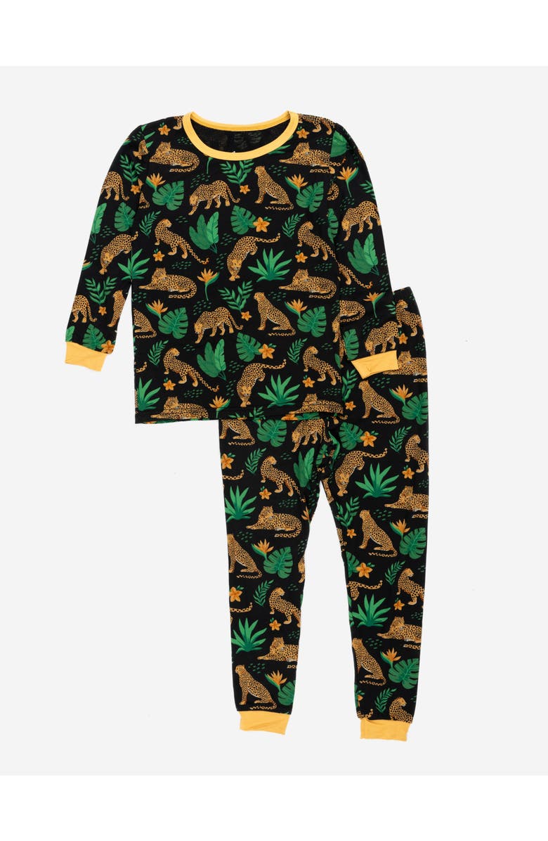 Leveret Kids Viscose Matching Family Holiday Pajamas, Reindeer & Polar Bear Prints, Main, color, Leopard