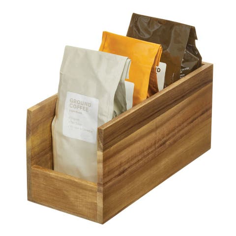 Acacia Wood Open-Front Pantry Bin for Kitchen Organization