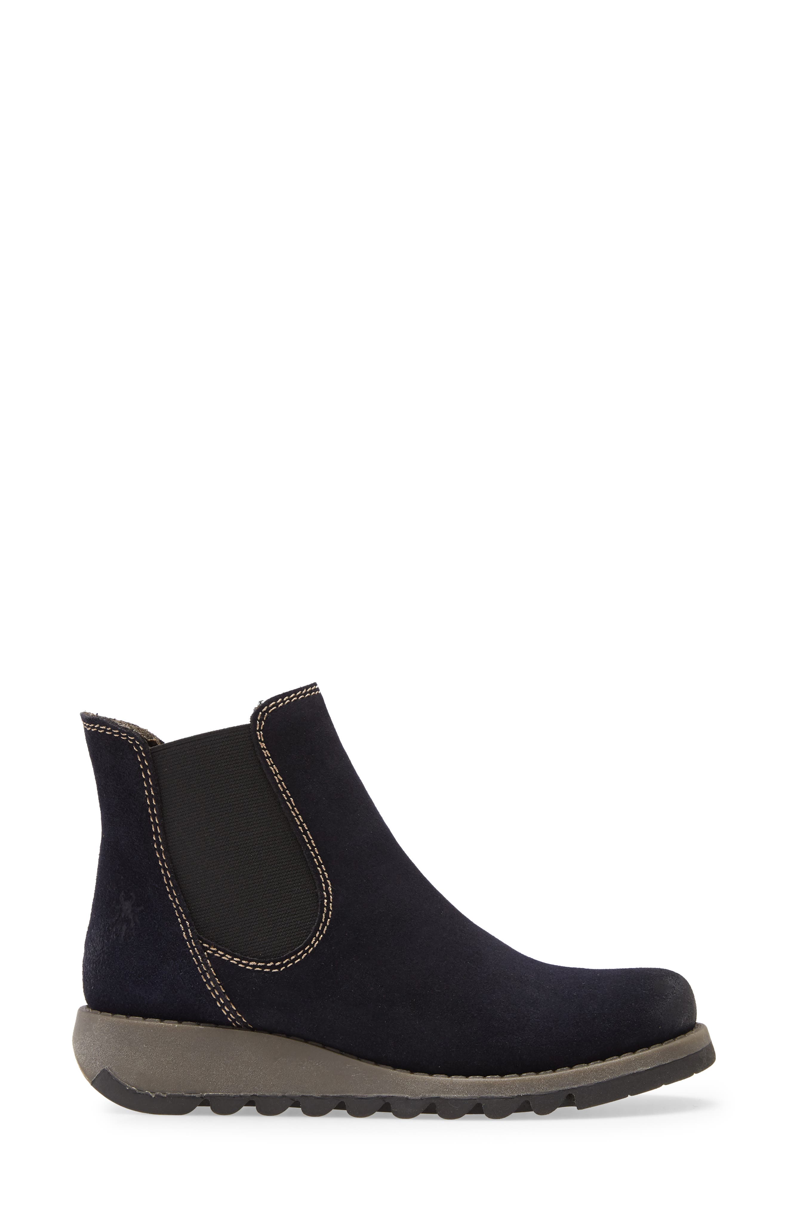 Fly London Salv Chelsea Boot, Alternate, color, Navy Suede