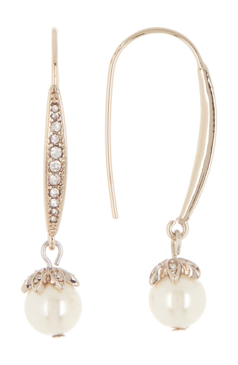 Marchesa Pave Crystal Linear Drop Earrings, Main, color, Gold/Blush
