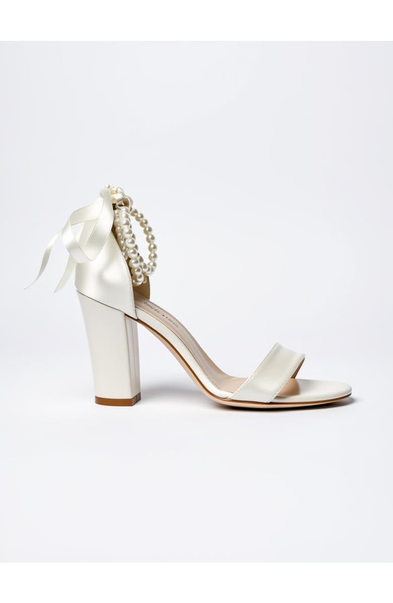 Forever & Always Shoes Caelis Pearl Ankle Strap Block Heel Sandal, Alternate, color, Ivory