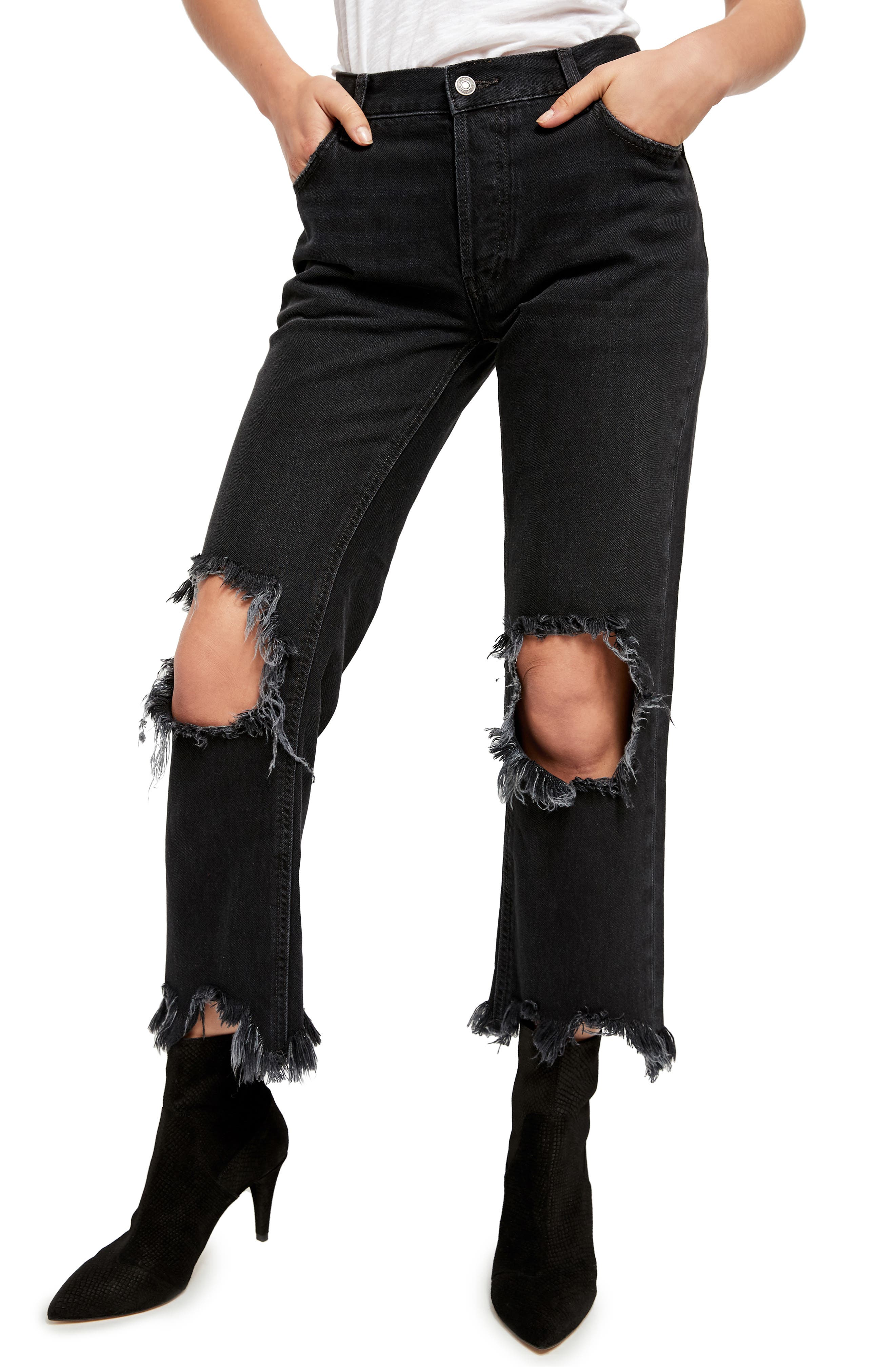 Free People We the Free Maggie Distressed Straight Leg Jeans
