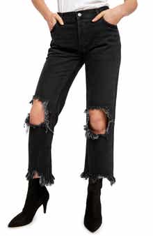 Free People We the Free Maggie Distressed Straight Leg Jeans