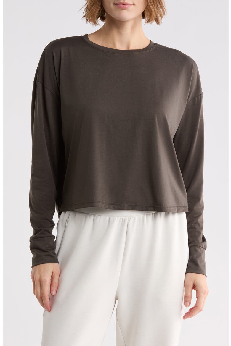 Key Element Long Sleeve Crop T-Shirt, Main, color, GREY HARBOR