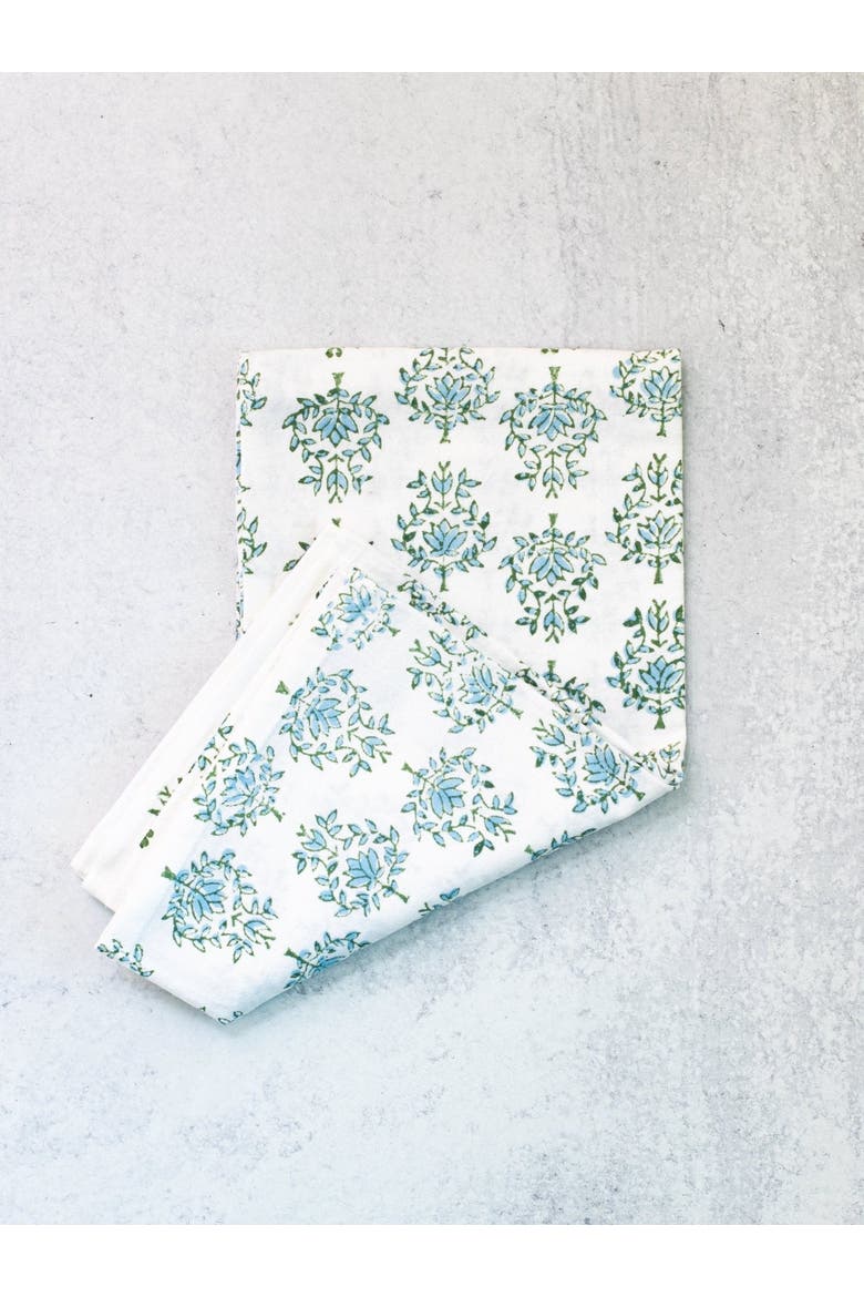 Tea Towel Set - Lotus & Stripe, Alternate, color, Sage
