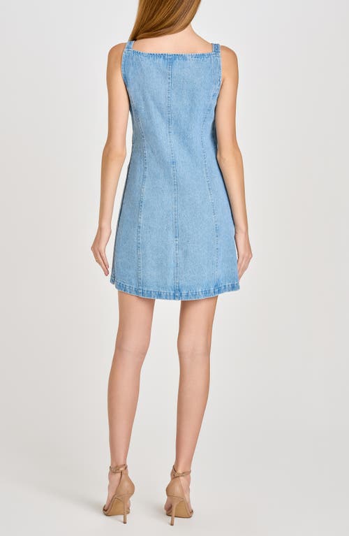 Shop Wayf Alex A-line Denim Minidress In Vintage Blue