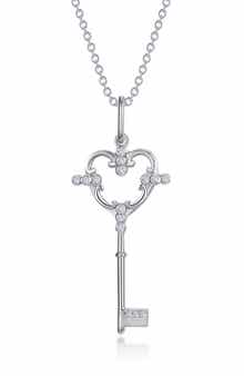 Lafonn Key for the Heart Simulated Diamond Pendant Necklace