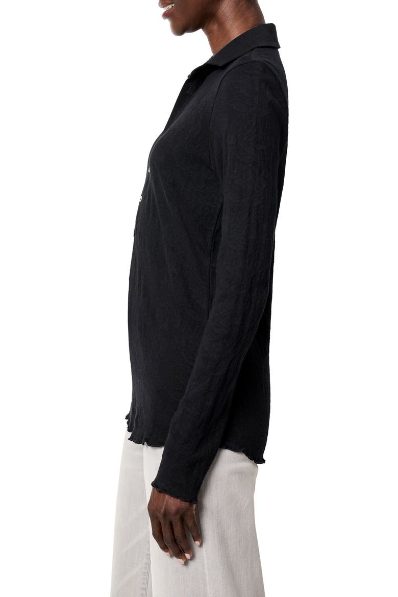 Collared Lace Jacquard Knit Top, Alternate, color, BLACK ONYX