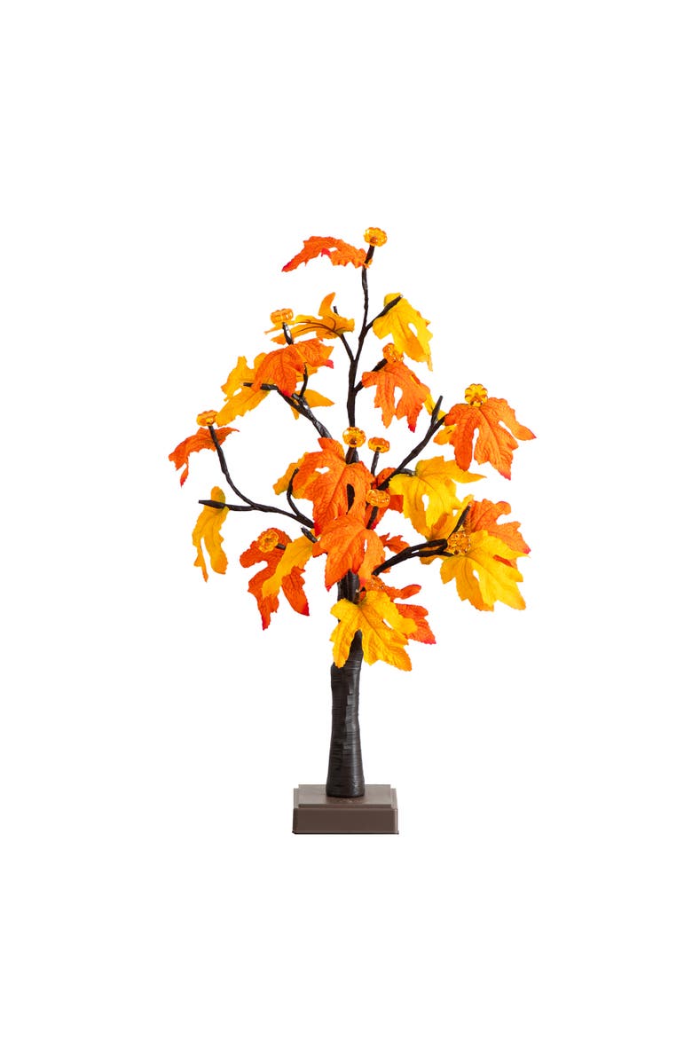 NEARLY NATURAL 2-ft Pre-Lit Autumn Maple Artificial Fall Tree with 24 Warm White LED 
Pumpkin Shaped Lights with Detachable Base, Main, color, Orange