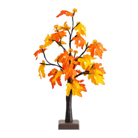 2-ft Pre-Lit Autumn Maple Artificial Fall Tree with 24 Warm White LED 
Pumpkin Shaped Lights with Detachable Base
