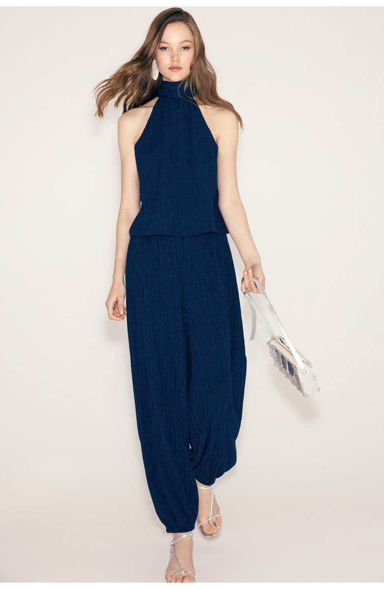 H&M Crinkled balloon-leg pants, Main, color, Navy Blue