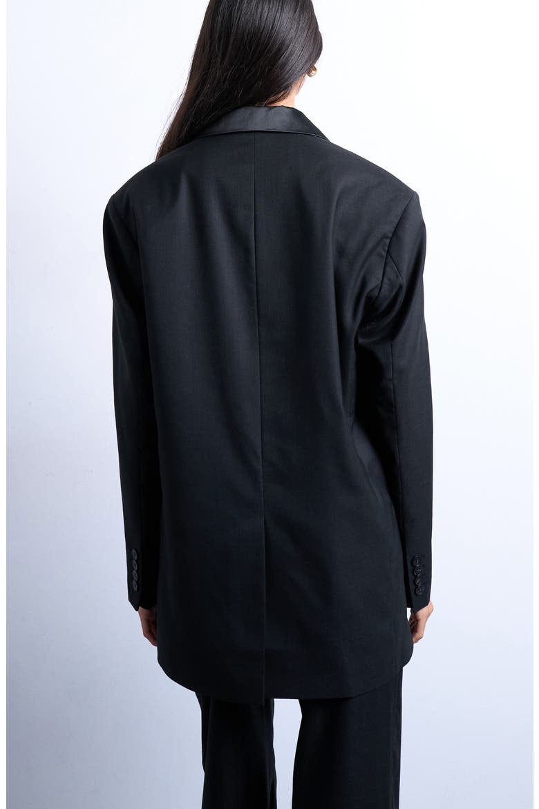 Double Breasted Tuxedo Blazer, Alternate, color, BLACK