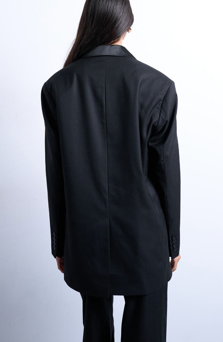 Topshop Double Breasted Tuxedo Blazer, Alternate, color, Black