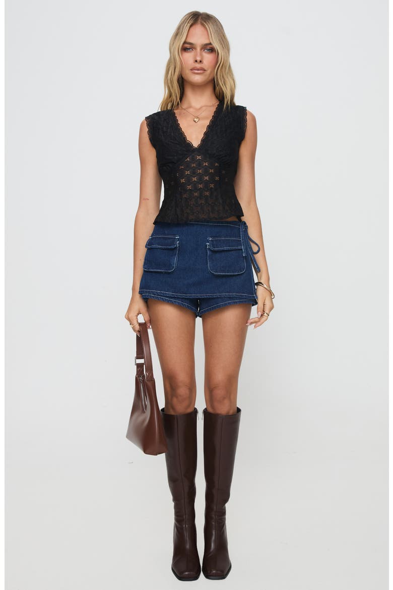 Gimmie Lace Tie Back Sleeveless Top, Alternate, color, BLACK