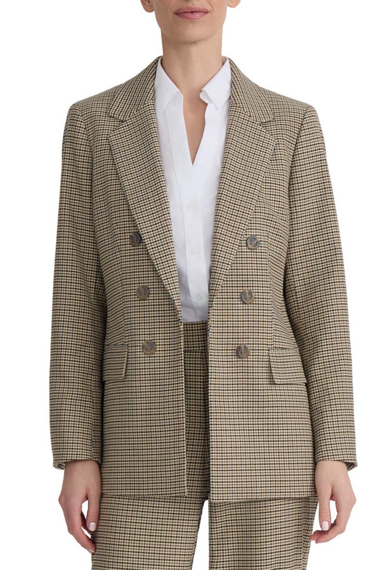 Houndstooth Longline Blazer, Main, color, NATURAL CAMEL MULTI