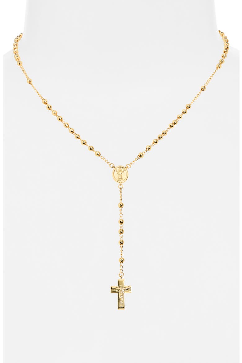 Ball Chain Rosary Necklace, Alternate, color, GOLD