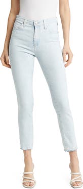 AG Mari Distressed Raw Hem Crop Straight Leg Jeans