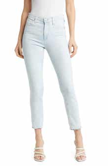 AG Mari Distressed Raw Hem Crop Straight Leg Jeans