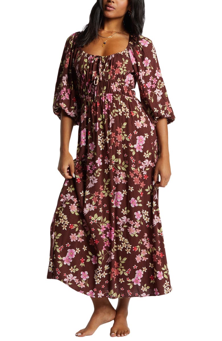 Billabong Rosey Skies Floral Midi Dress, Main, color, 