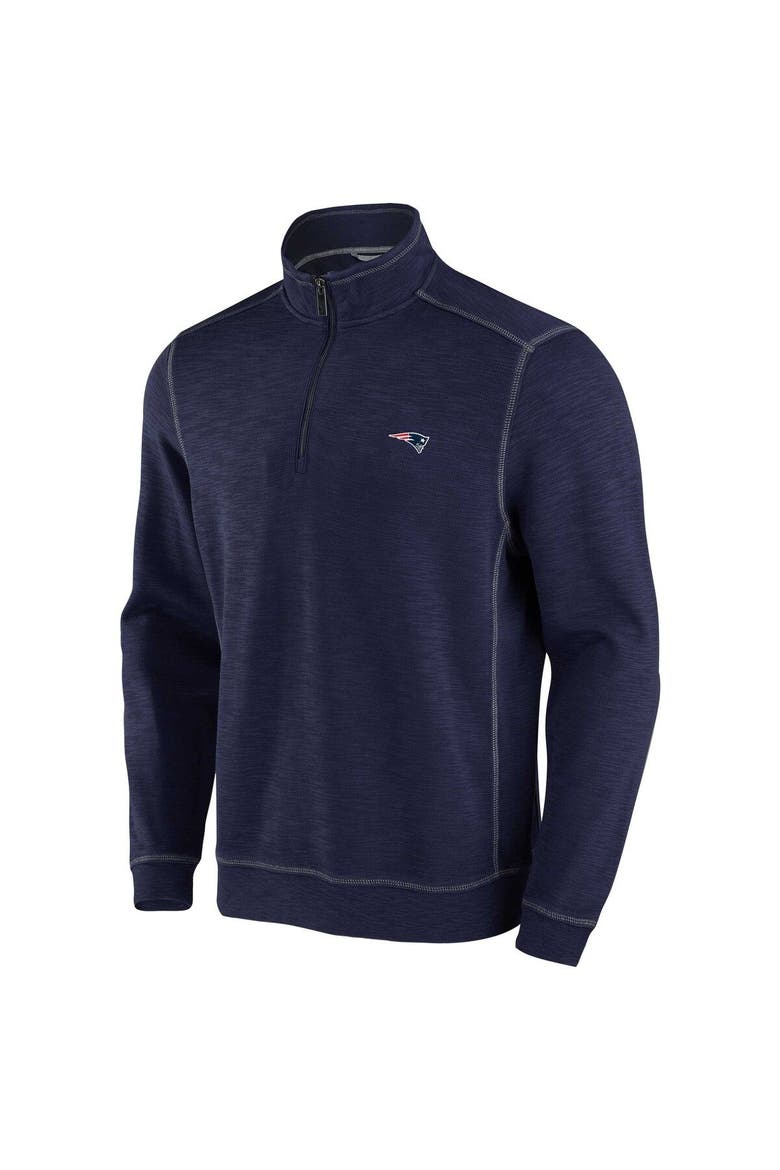 Men's Tommy Bahama Navy New England Patriots Tobago Bay Tri-Blend Half-Zip Jacket, Alternate, color, Navy