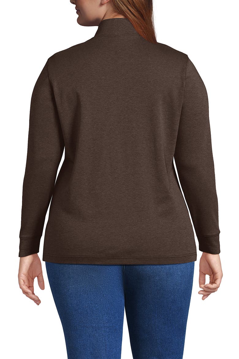 Relaxed Cotton Long Sleeve Mock Turtleneck, Alternate, color, Bark Brown Heather