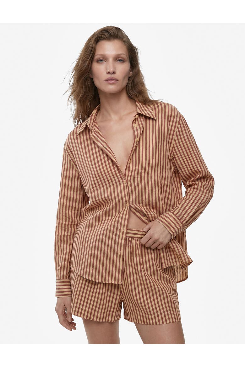 Regular Fit Striped Mini Shorts, Alternate, color, BROWN STRIPE