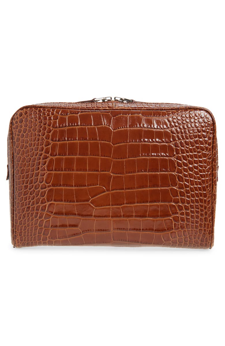 TOM FORD Croc Embossed Leather Laptop Case, Alternate, color, Caramel