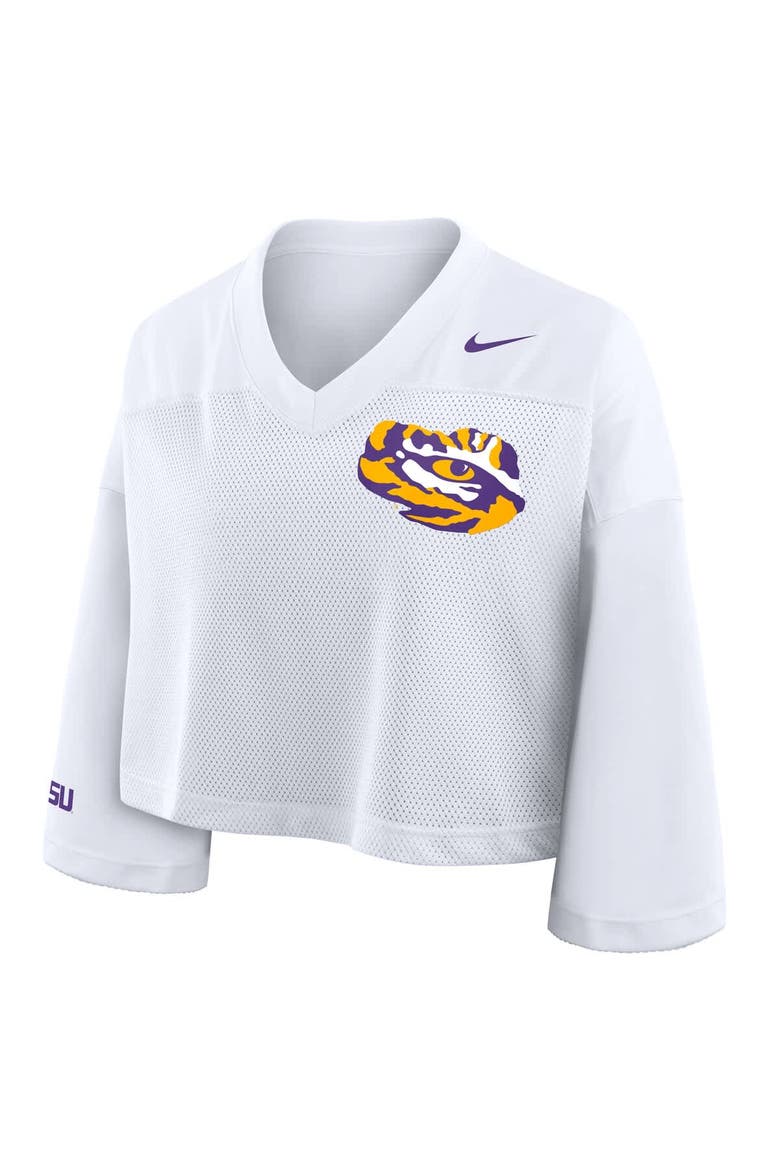 Women's Nike White LSU Tigers Cropped Mesh Dri-FIT Fashion Jersey, Alternate, color, White